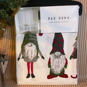 🎄 NWT 🎄 Rae Dunn Be Merry Gnome Linen Shower Curtain 72 x 72